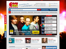 Screenshot der Webseite von Easy Ticket Service mit Veranstaltungshinweisen, Ticketangeboten und großem Bannerbild der Fantastischen Vier.