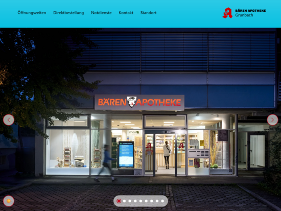 Screenshot der Website der Bären Apotheke in Grunbach